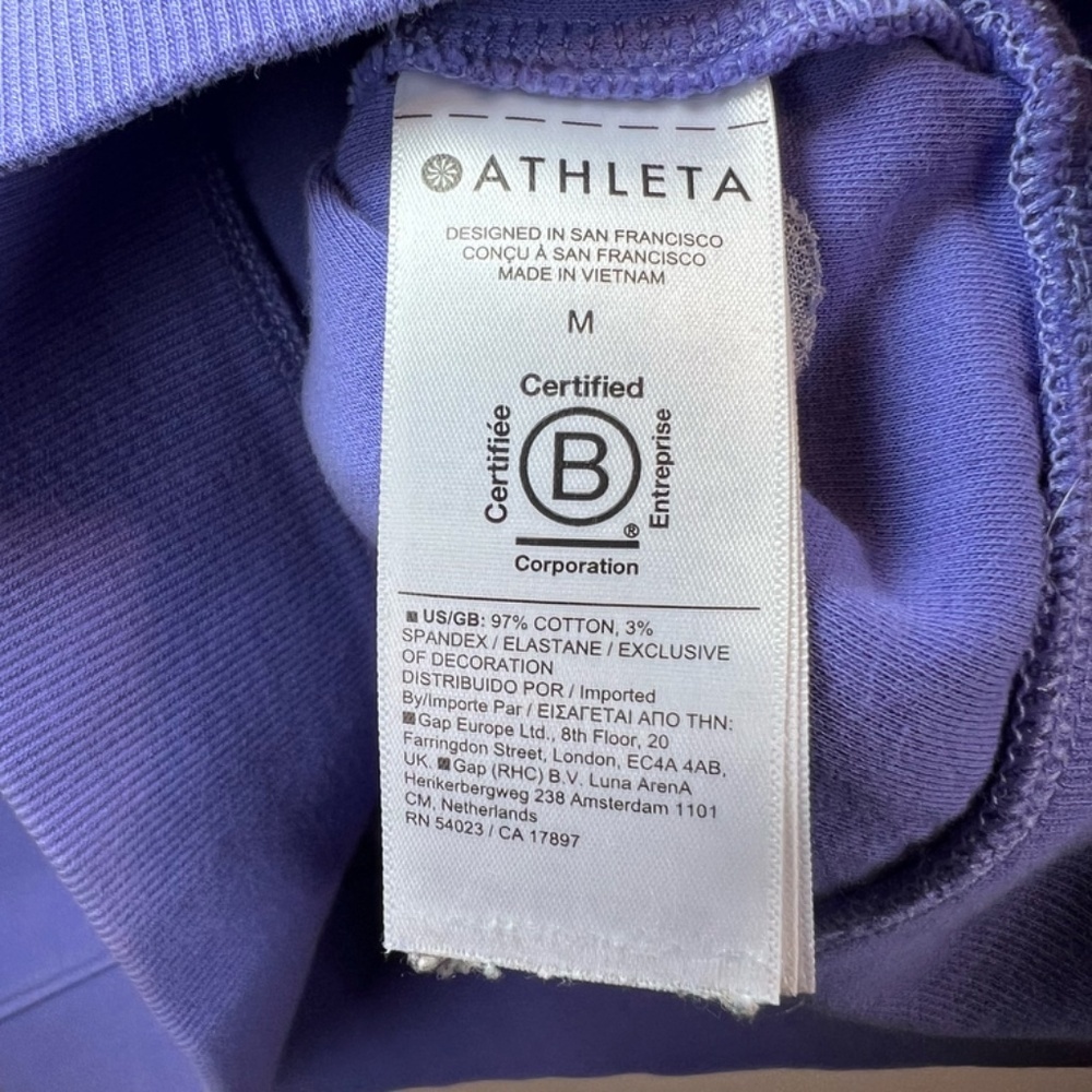 Athleta Sundown Crewneck Sweatshirt Dark Adonis Blue Pullover Distressed  Medium - Picture 13 of 13